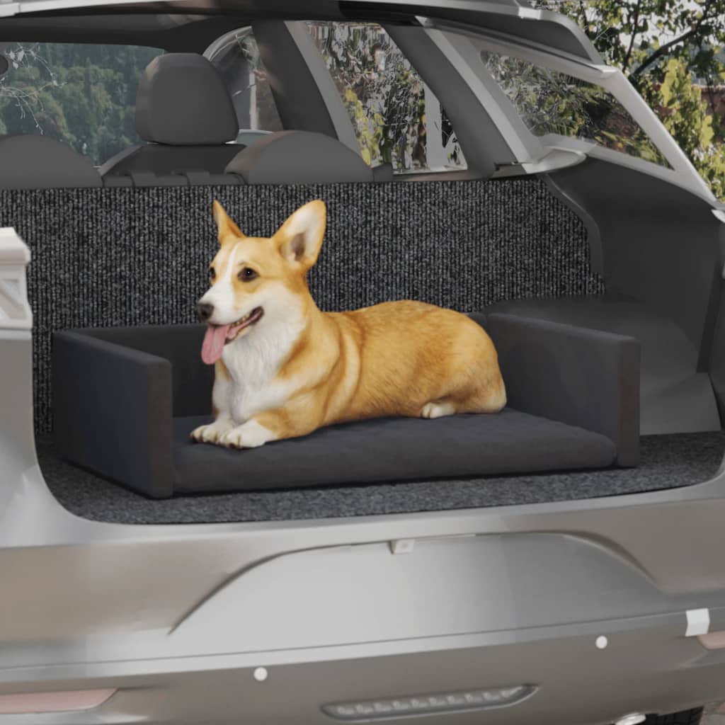 Kofferraum-Hundebett Schwarz 70x45 cm Leinenoptik