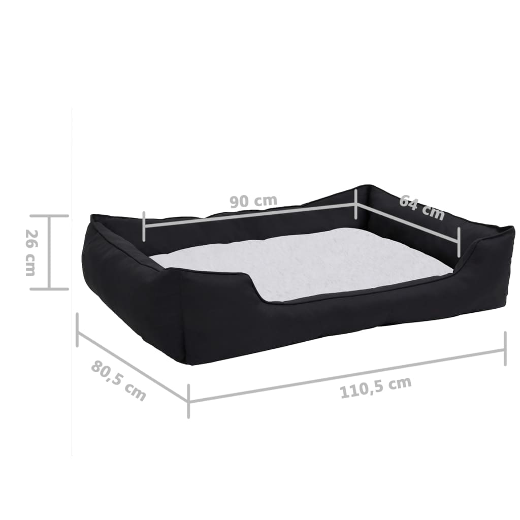 Hundebett Schwarz-Weiß 110,5x80,5x26 cm Fleece Leinenoptik
