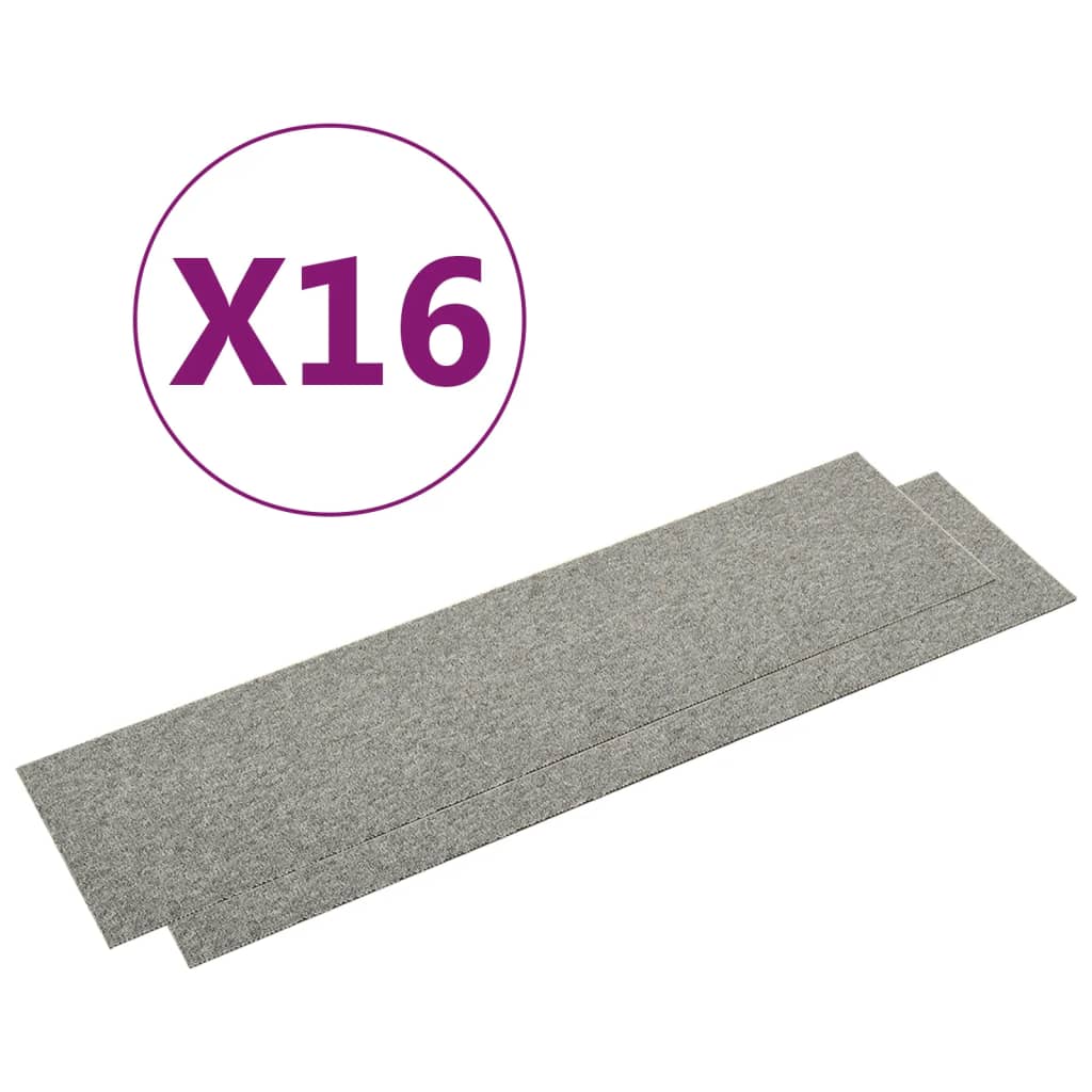Teppichfliesen 16 Stk. 4 m² 25x100 cm Hellgrau