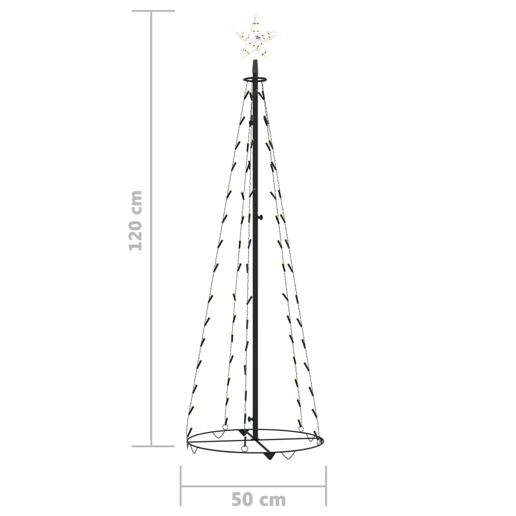 Christmas tree cone shape 70 LEDs decoration warm white 50x120 cm