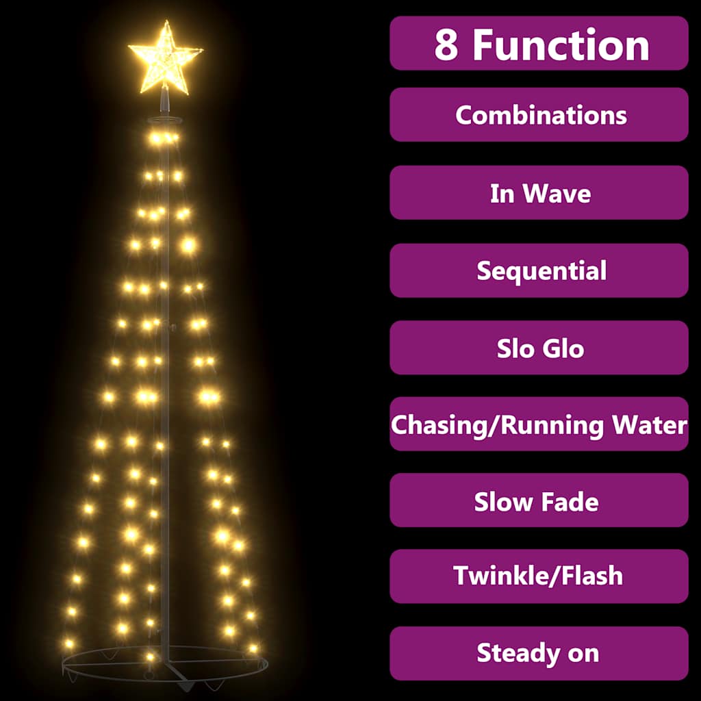 Christmas tree cone shape 84 LEDs decoration warm white 50x150 cm