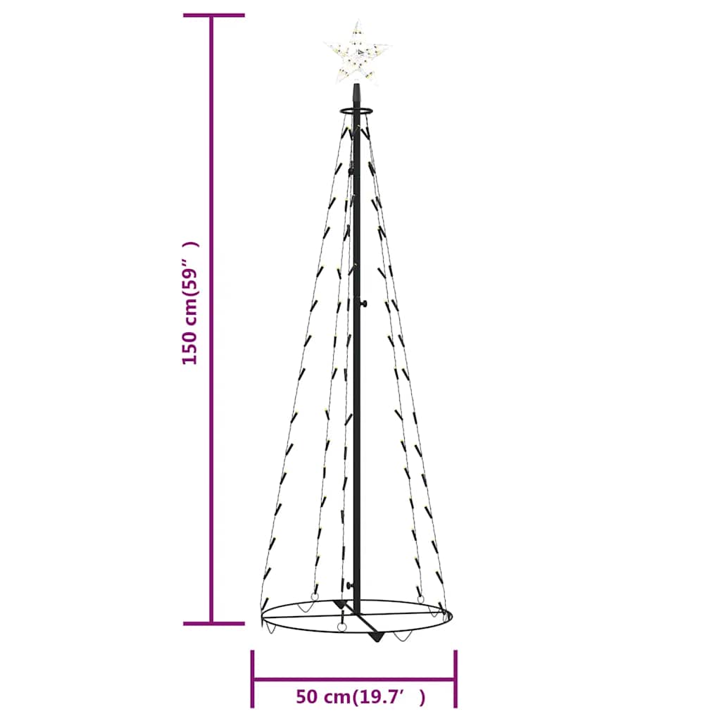 Christmas tree cone shape 84 LEDs decoration warm white 50x150 cm