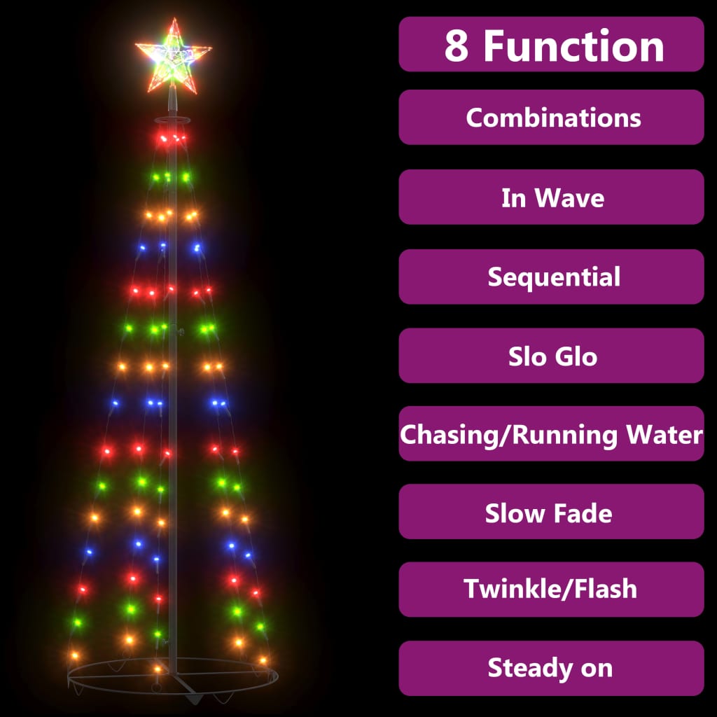 Christmas tree cone shape colorful 84 LEDs decoration 50x150 cm