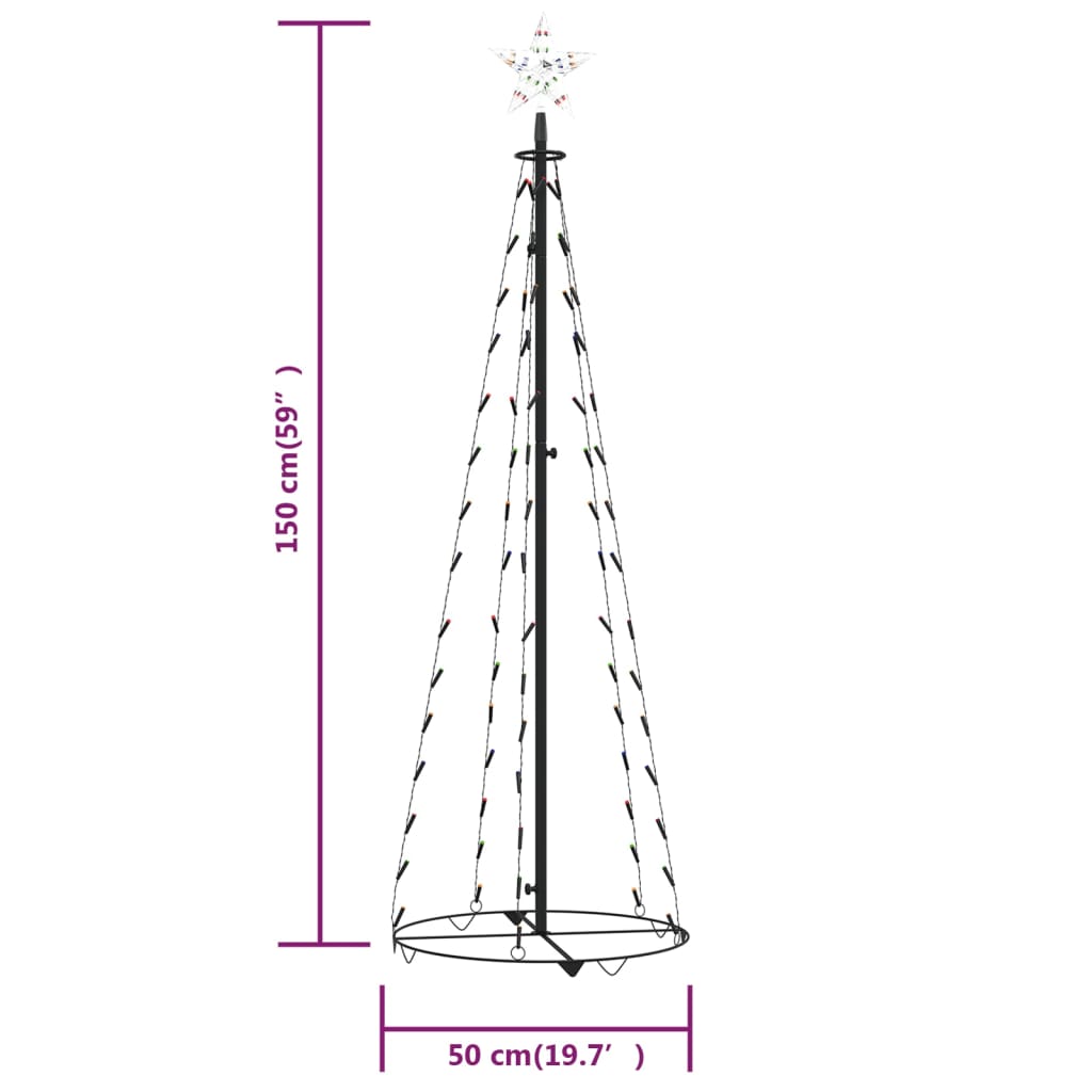 Christmas tree cone shape colorful 84 LEDs decoration 50x150 cm
