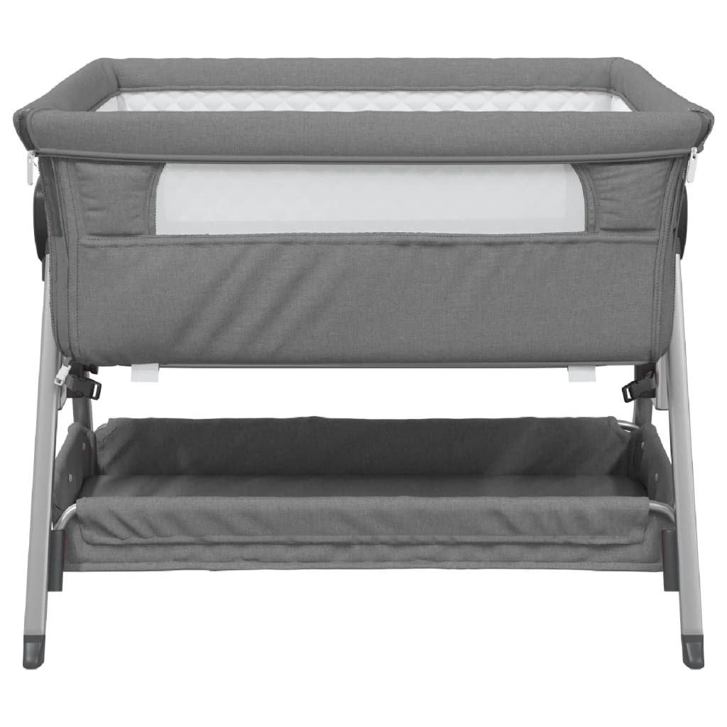 Lit bébé avec matelas en lin gris foncé