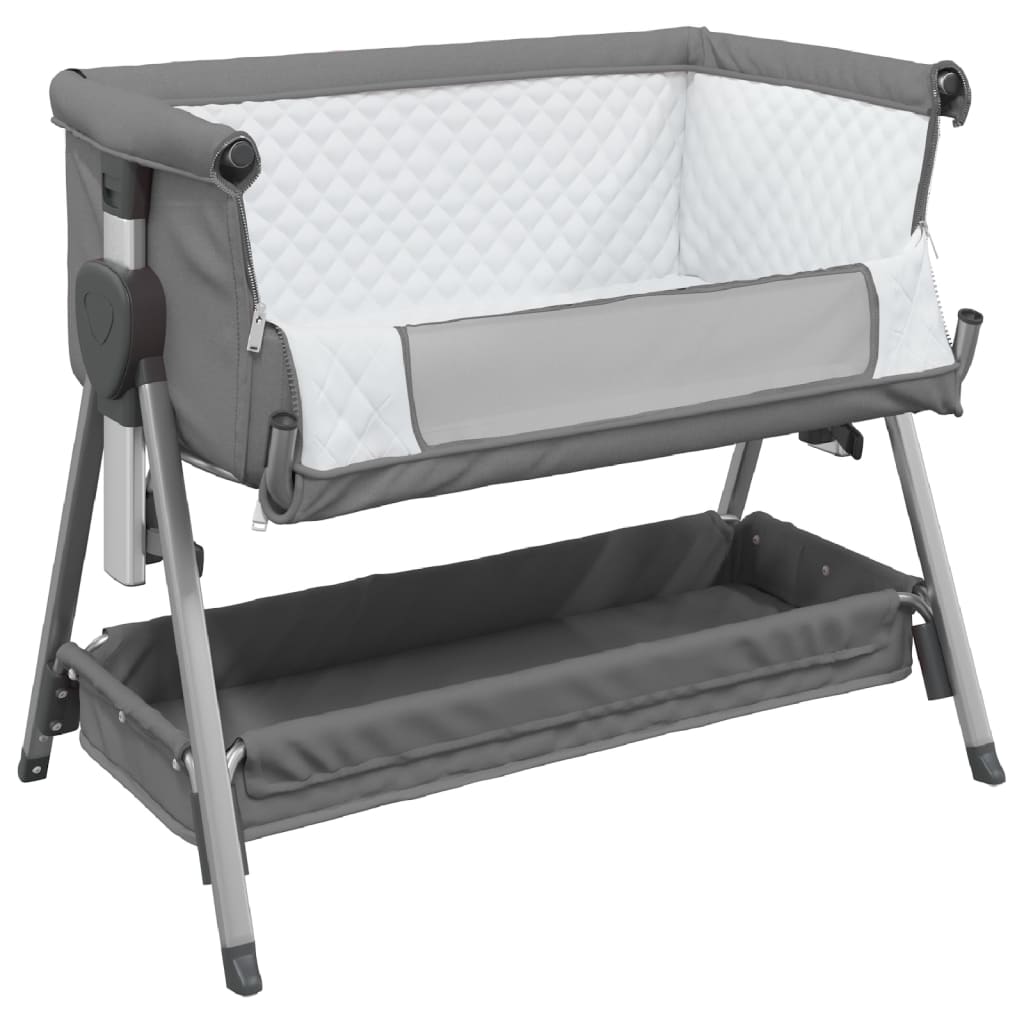 Lit bébé avec matelas en lin gris foncé
