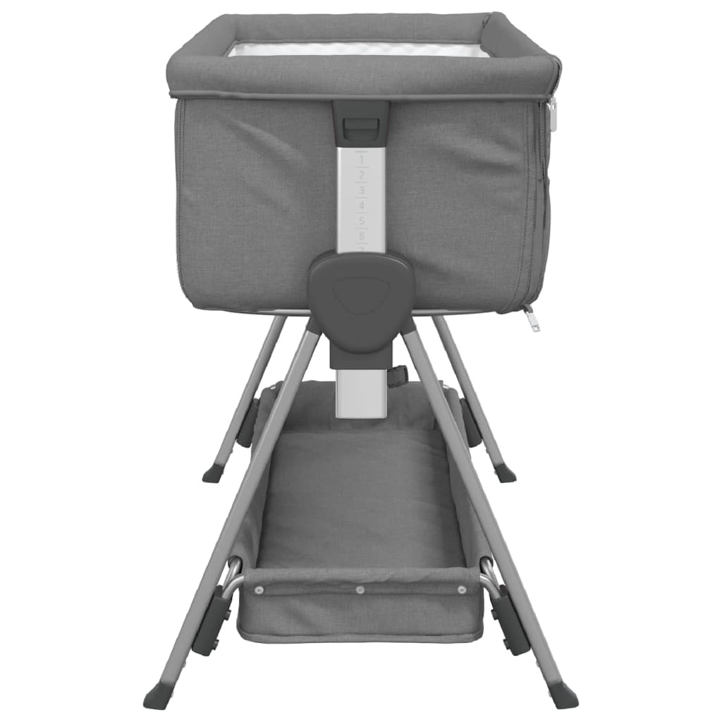 Lit bébé avec matelas en lin gris foncé