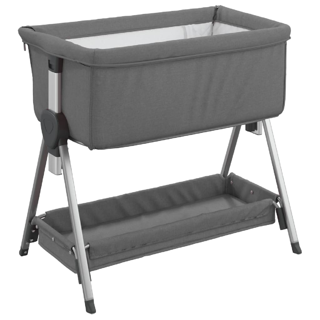 Lit bébé avec matelas en lin gris foncé