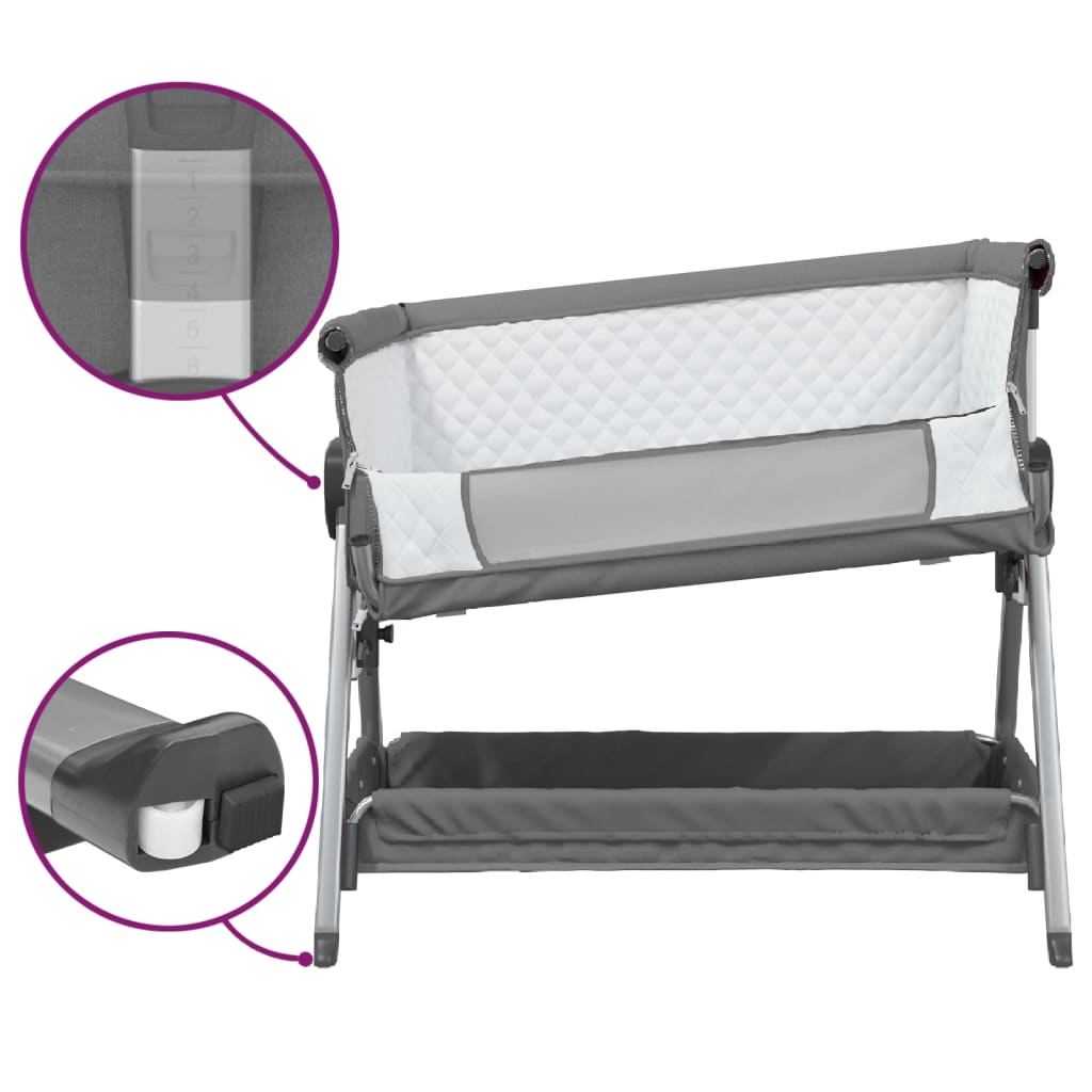 Lit bébé avec matelas en lin gris foncé