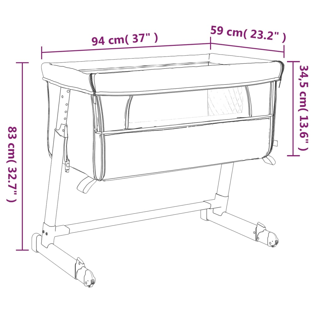 Babybett mit Matratze Taupe Leinenstoff