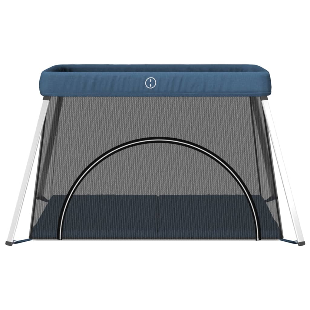 Baby playpen with mattress navy blue linen fabric