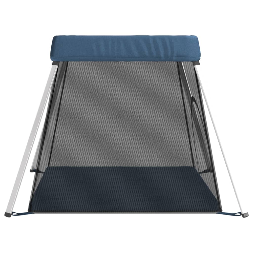 Baby playpen with mattress navy blue linen fabric