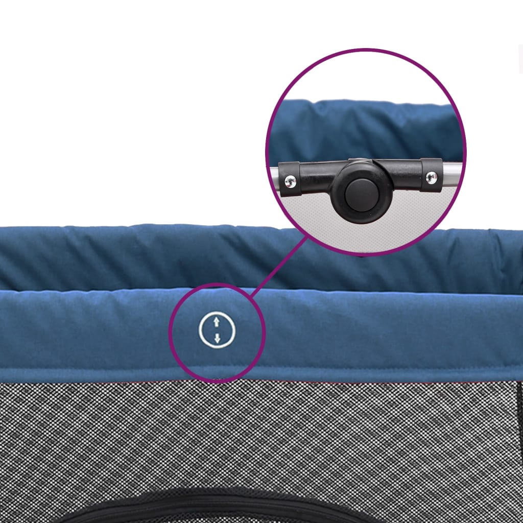 Baby playpen with mattress navy blue linen fabric