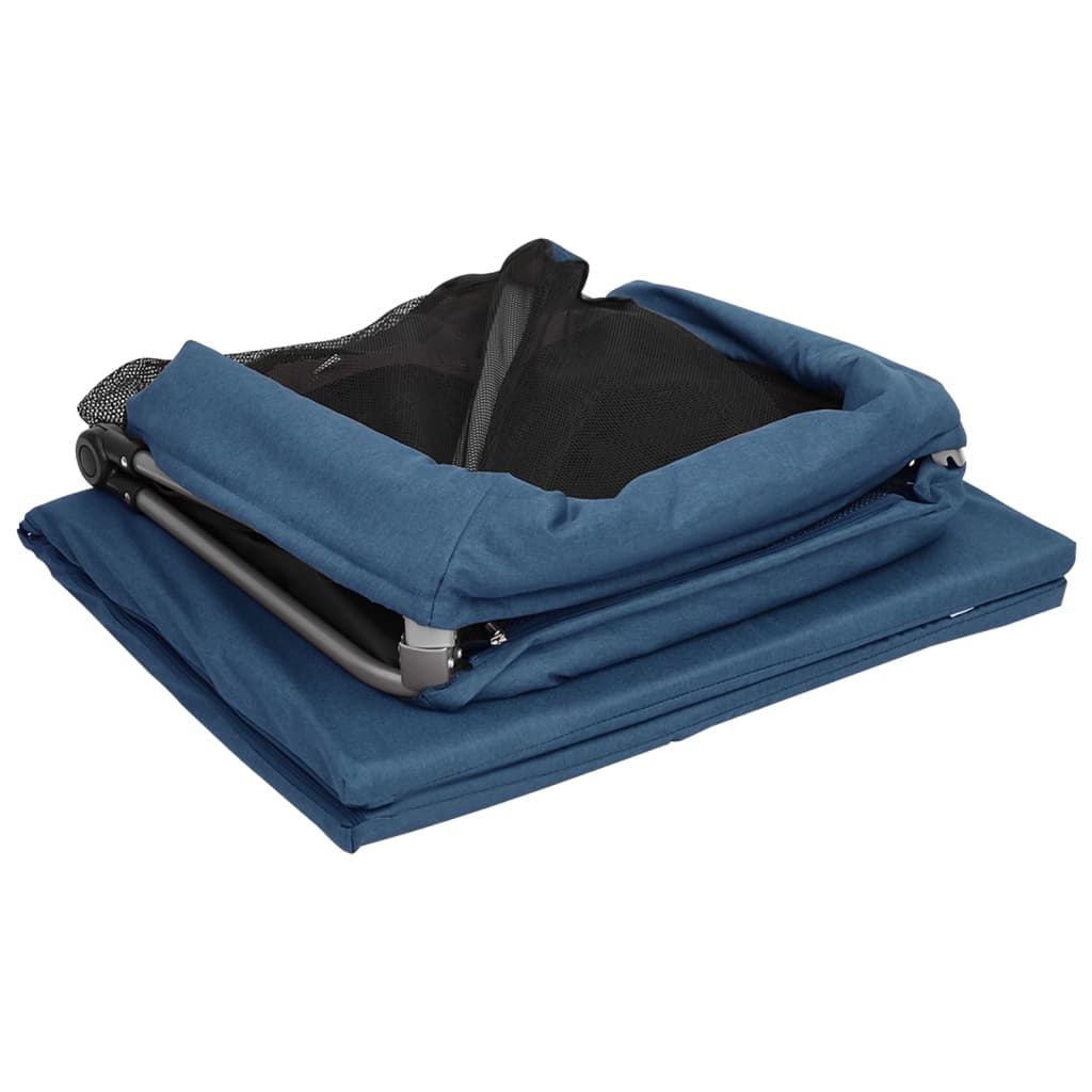 Baby playpen with mattress navy blue linen fabric