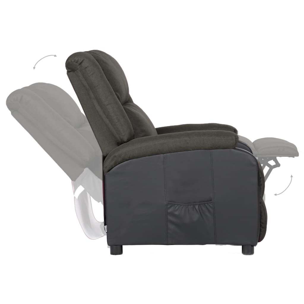 Relaxsessel Dunkelgrau Kunstleder und Stoff