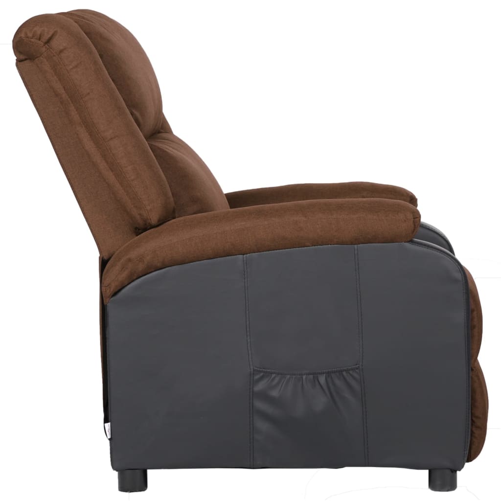 Relaxsessel Braun Kunstleder und Stoff