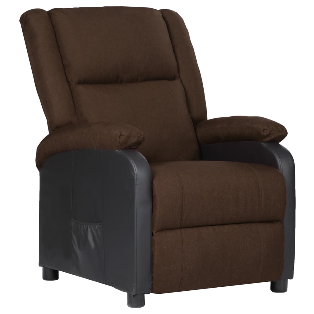 Relaxsessel Dunkelbraun Kunstleder und Stoff