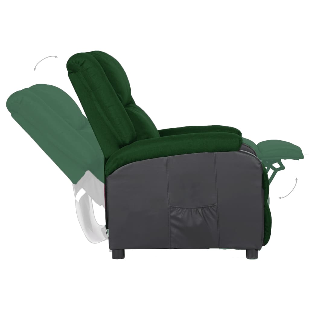 Relaxsessel Dunkelgrün Kunstleder und Stoff