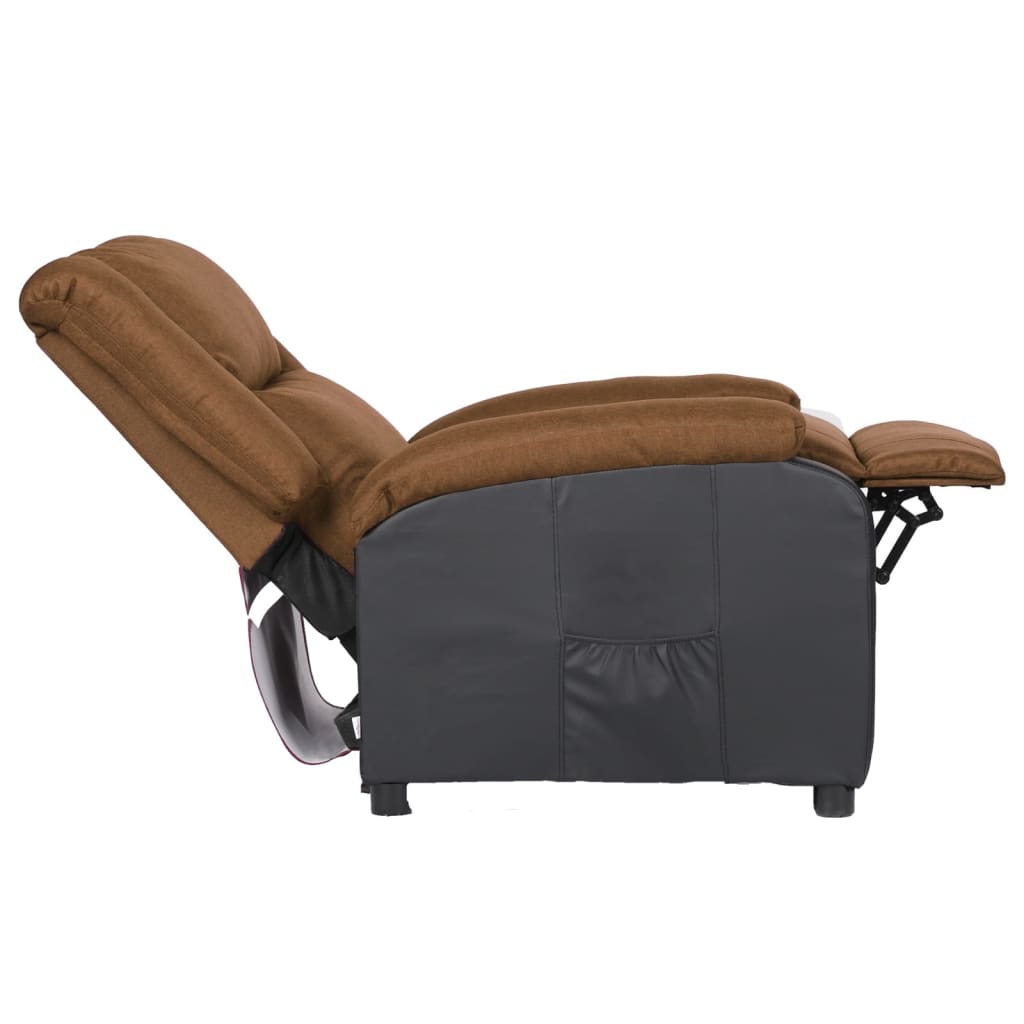 Relaxsessel Taupe Kunstleder und Stoff