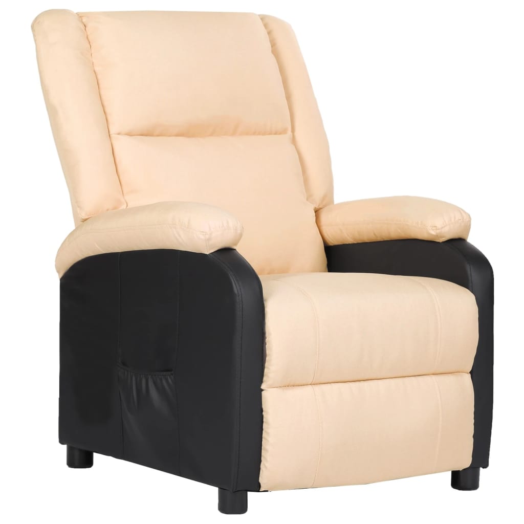 Relaxsessel Creme Kunstleder und Stoff