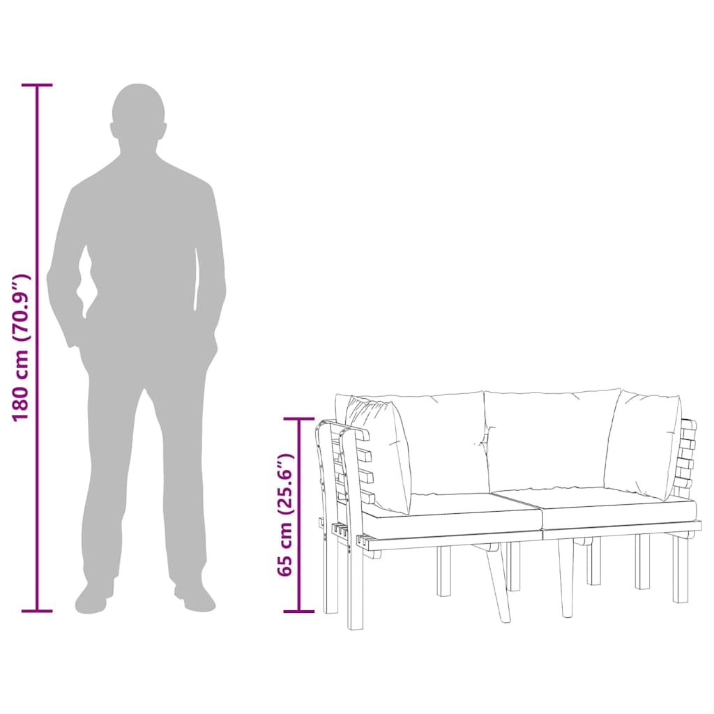 2-Sitzer-Gartensofa mit Kissen Massivholz Akazie