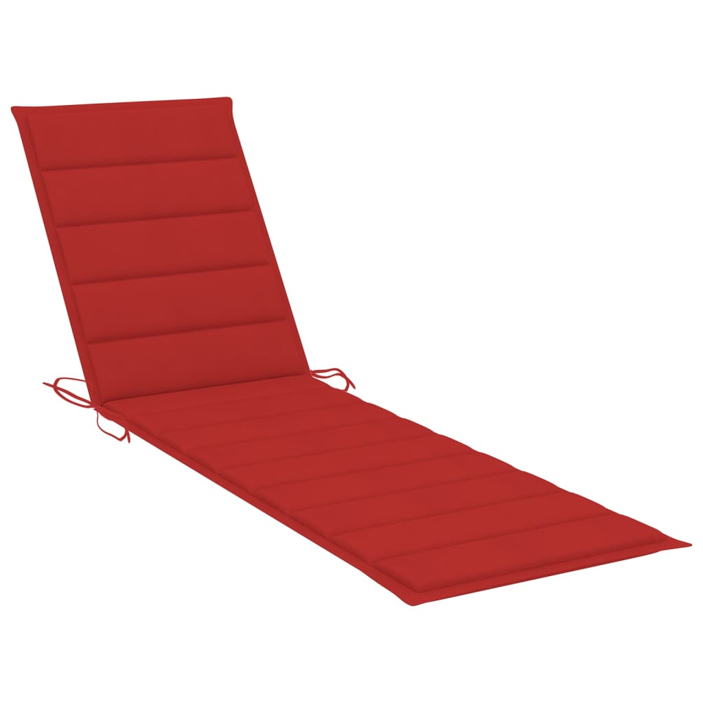 Chaises longues 2 pièces avec table et coussins en bois de teck massif