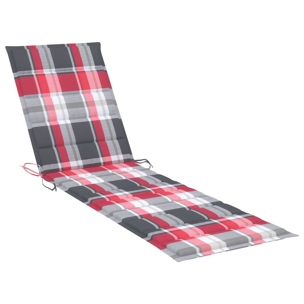 Chaises longues 2 pièces avec table et coussins en bois de teck massif