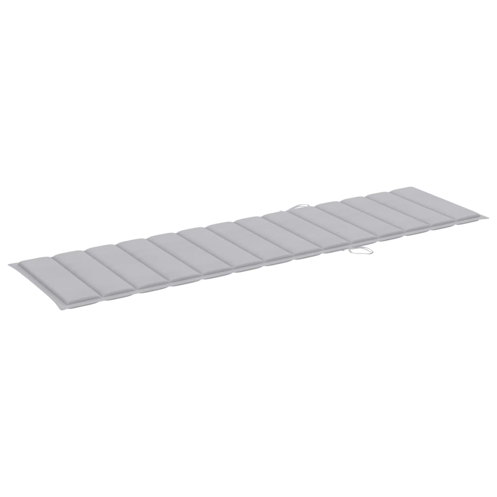 Chaises longues 2 pièces avec coussins en bois de teck massif gris