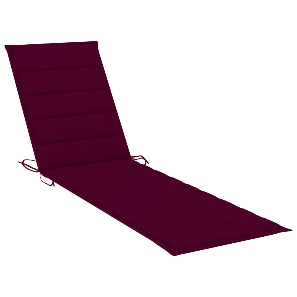 Sun loungers 2 pcs. with cushions wine red solid teak wood