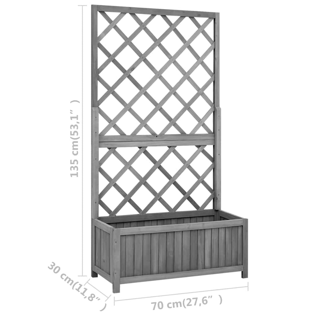 Pflanzkübel mit Spalier Schwarz 70x30x135 cm Massivholz Tanne