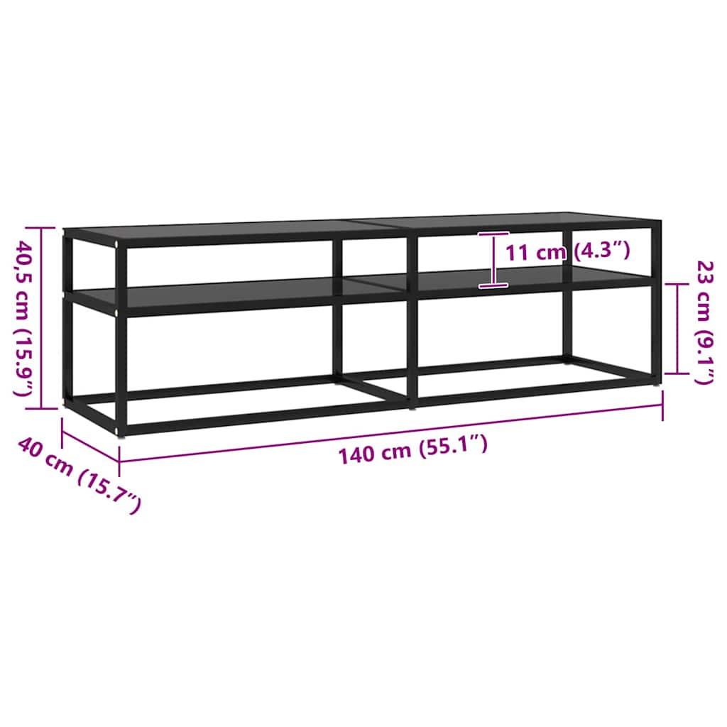 TV-Schrank Schwarz 140x40x40,5 cm Hartglas