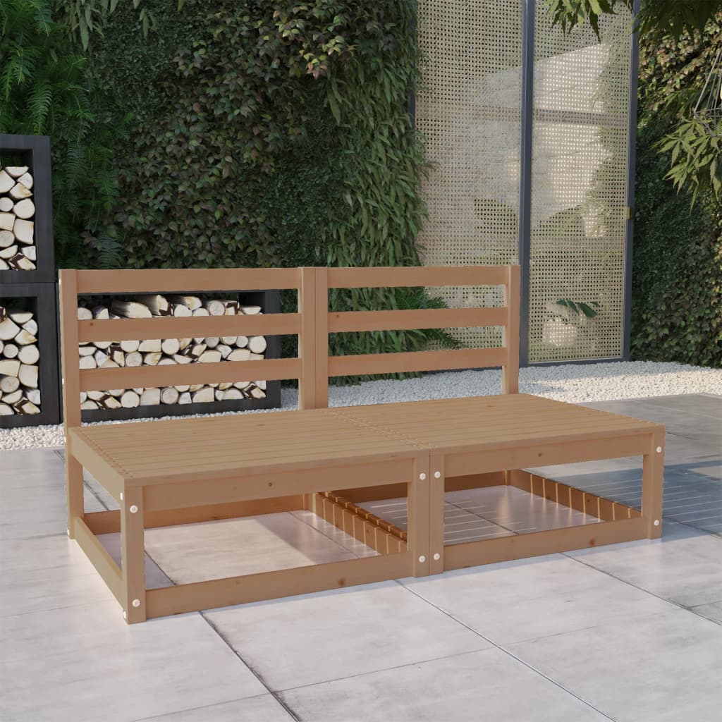 Garden sofa 2-seater honey brown solid pine wood