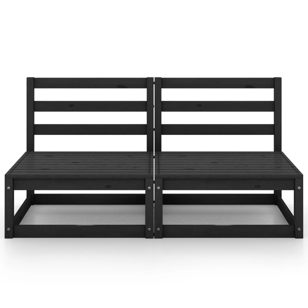 Gartensofa 2-Sitzer Schwarz Massivholz Kiefer
