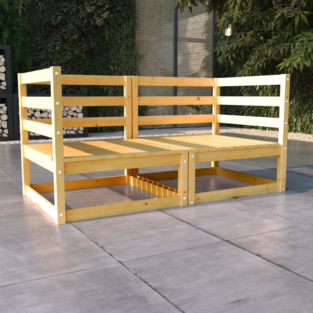 2-seater garden sofa made of solid pine wood