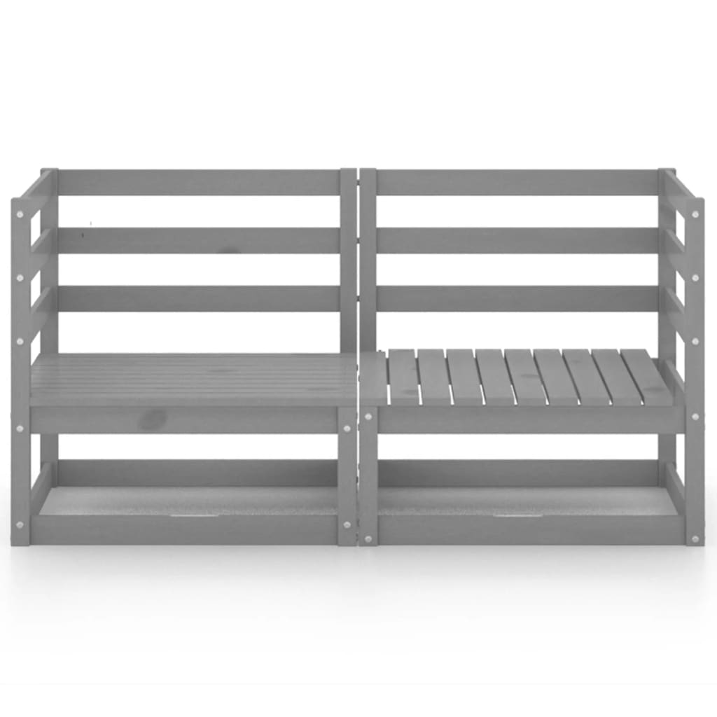 Garden sofa 2-seater grey solid pine wood