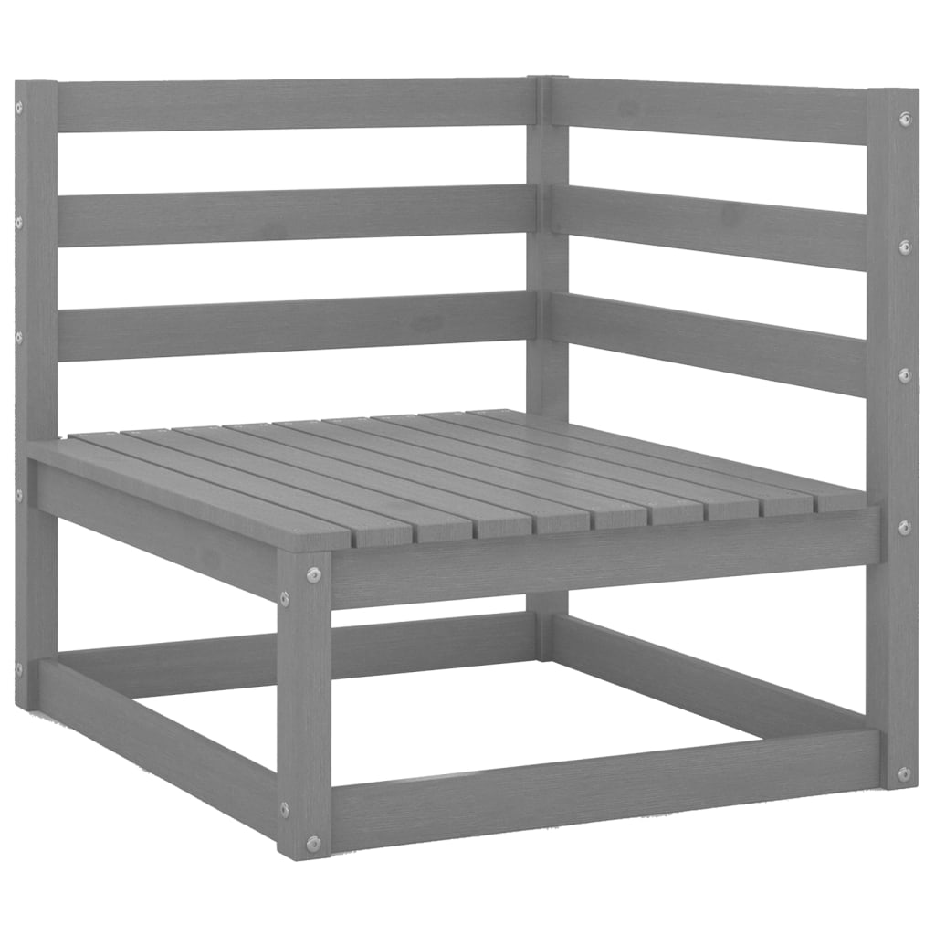 Garden sofa 2-seater grey solid pine wood