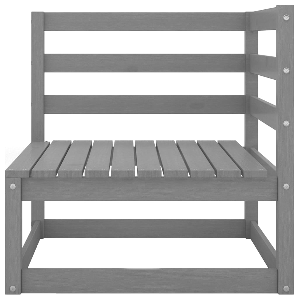 Garden sofa 2-seater grey solid pine wood