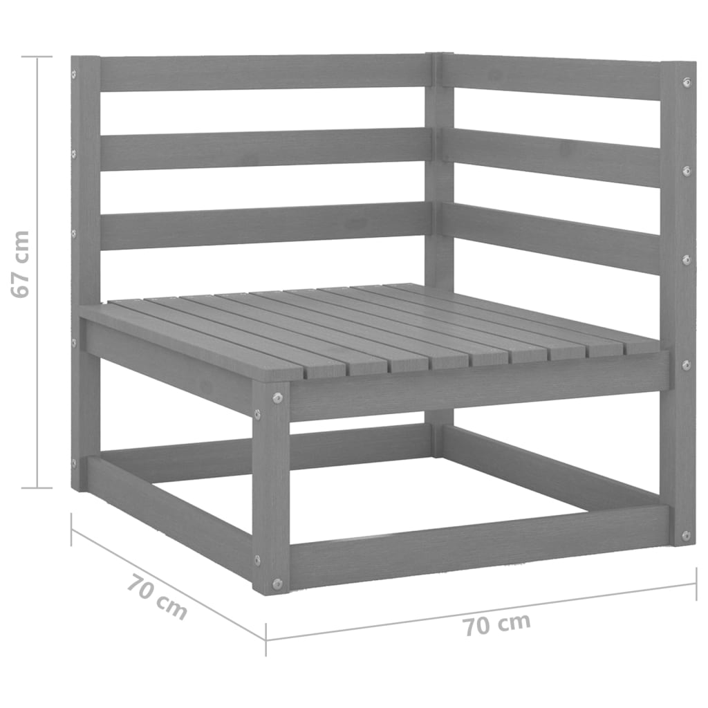 Garden sofa 2-seater grey solid pine wood