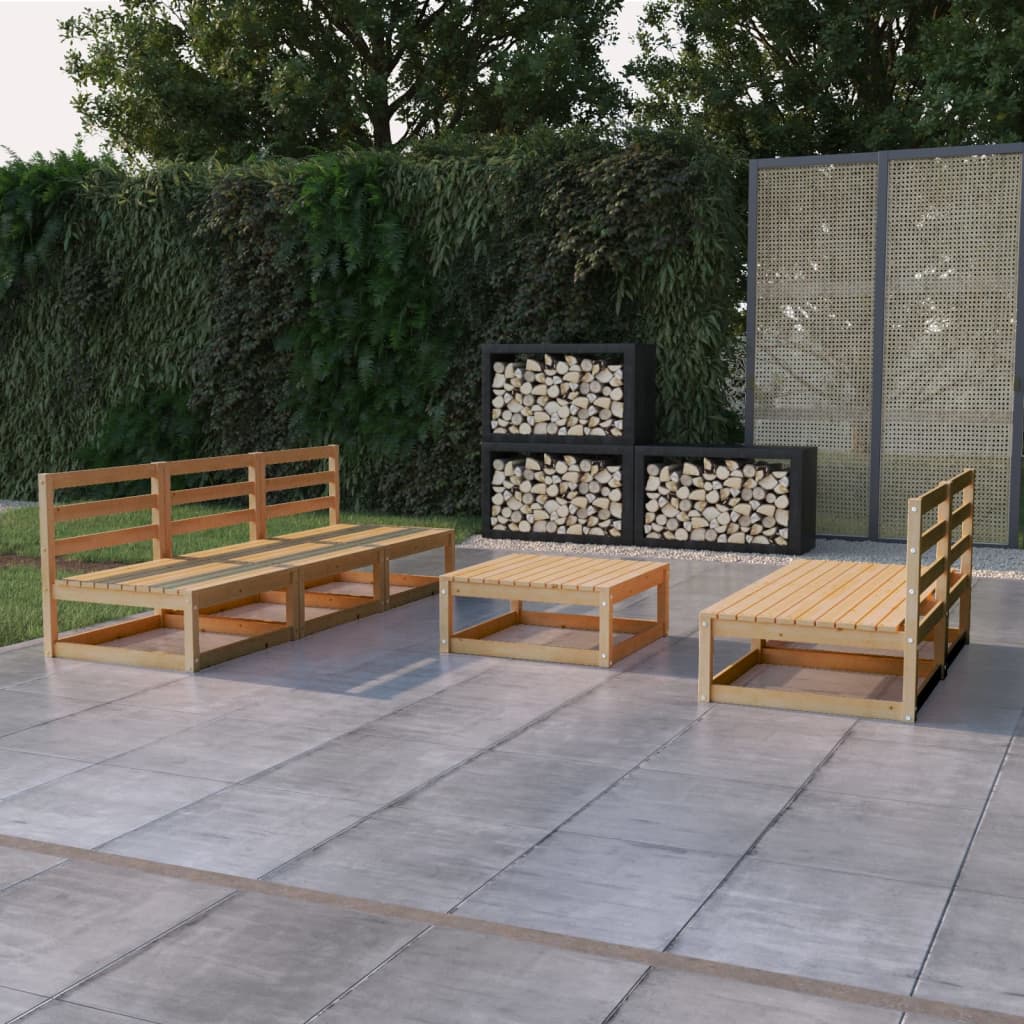 6-tlg. Garten-Lounge-Set Massivholz Kiefer