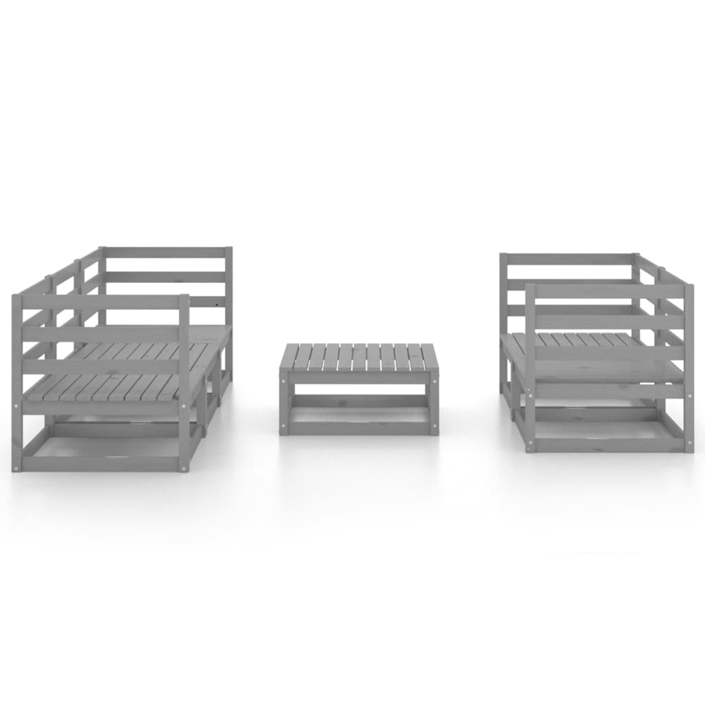 6-piece garden lounge set, grey, solid pine wood