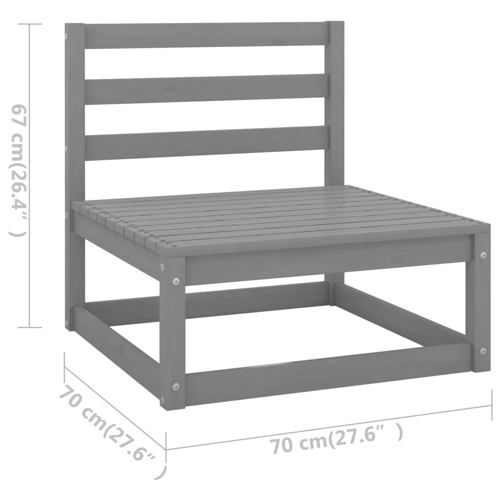 6-piece garden lounge set, grey, solid pine wood