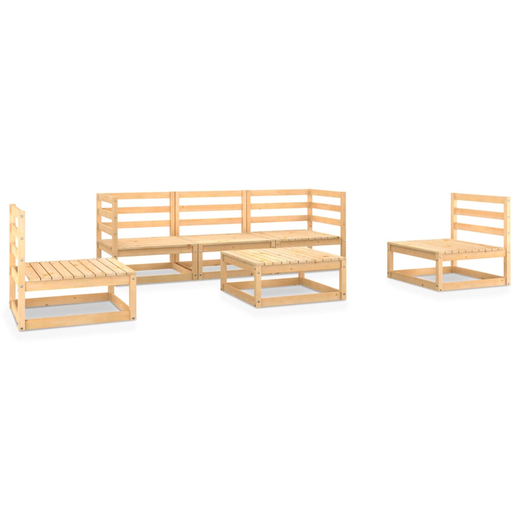 6-tlg. Garten-Lounge-Set Massivholz Kiefer