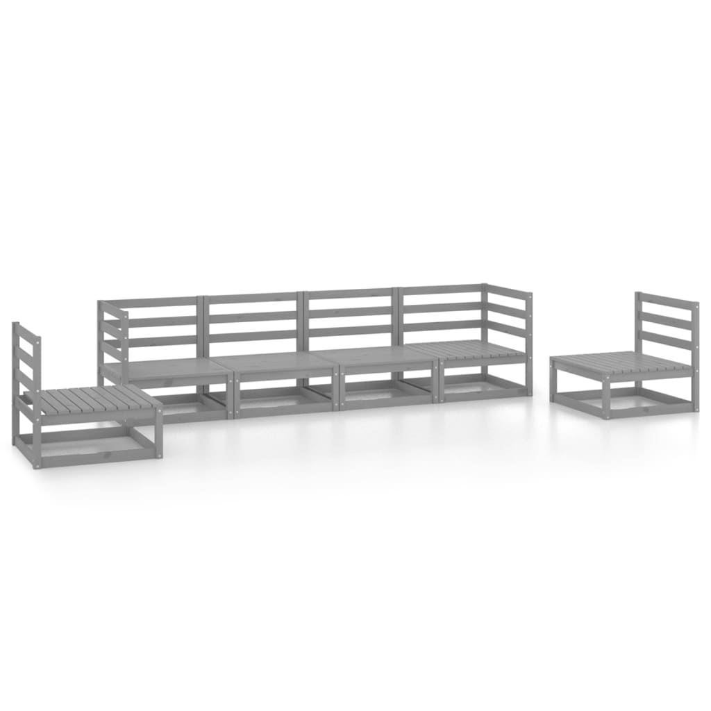 6-piece garden lounge set, grey, solid pine wood