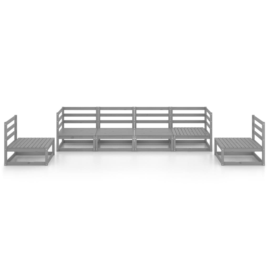 6-piece garden lounge set, grey, solid pine wood