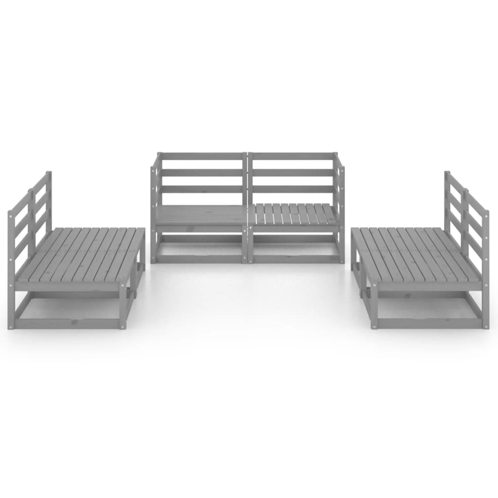 6-piece garden lounge set, grey, solid pine wood