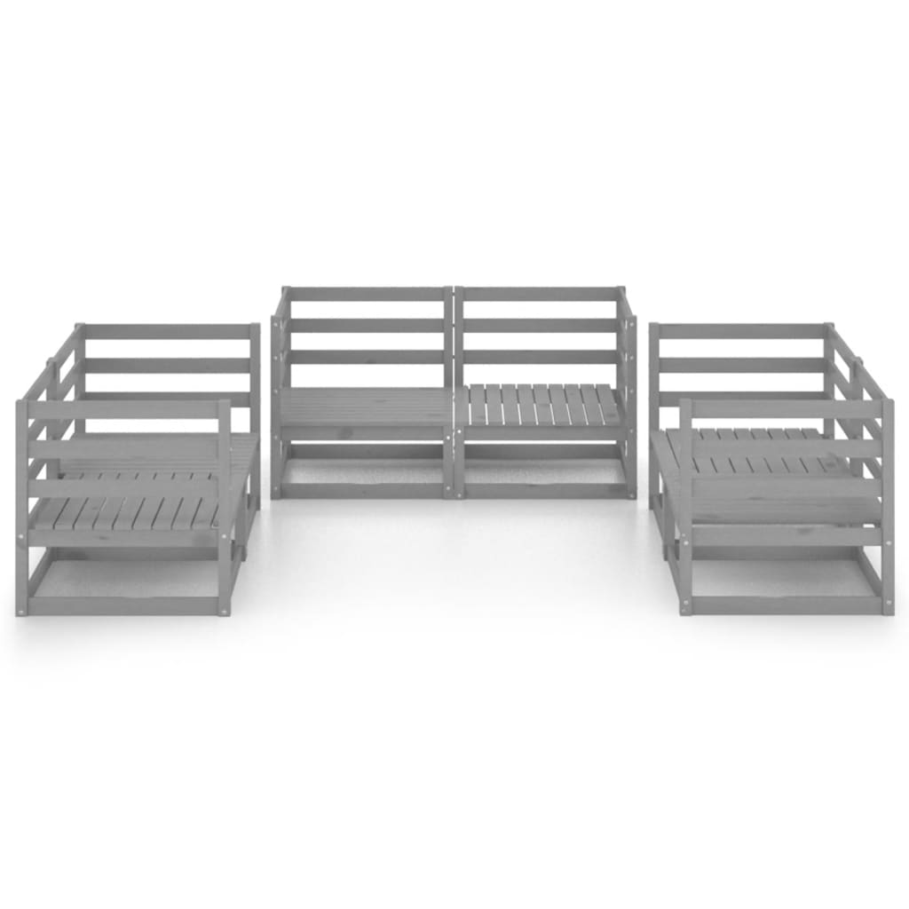 6-piece garden lounge set, grey, solid pine wood