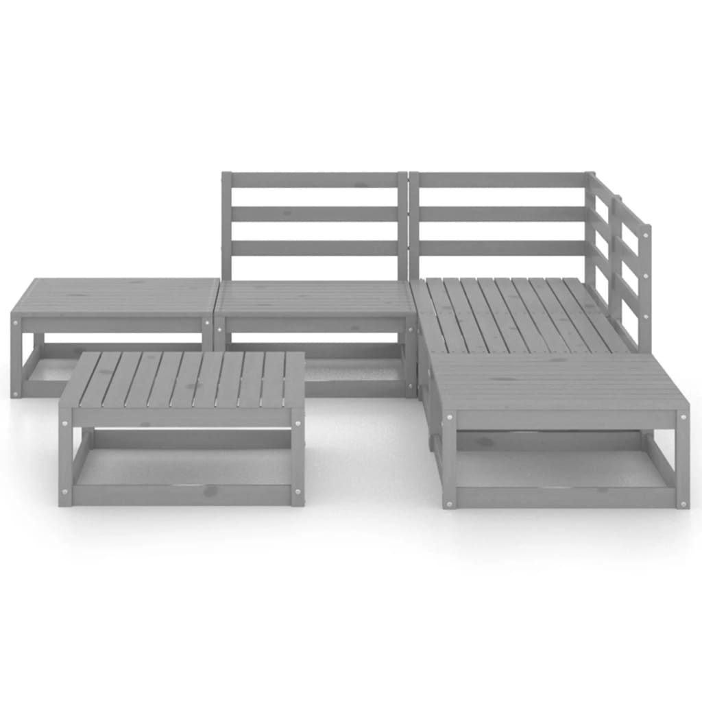 6-piece garden lounge set, grey, solid pine wood