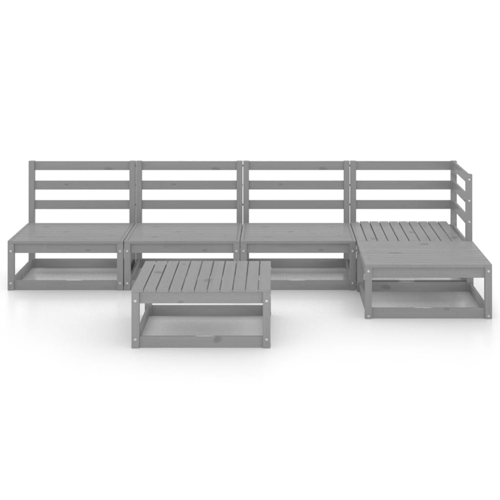 6-piece garden lounge set, grey, solid pine wood