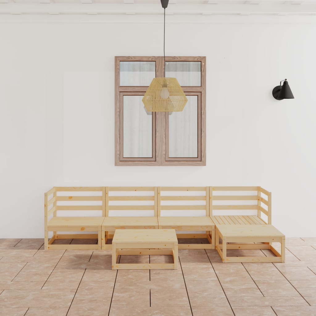 6-tlg. Garten-Lounge-Set Massivholz Kiefer