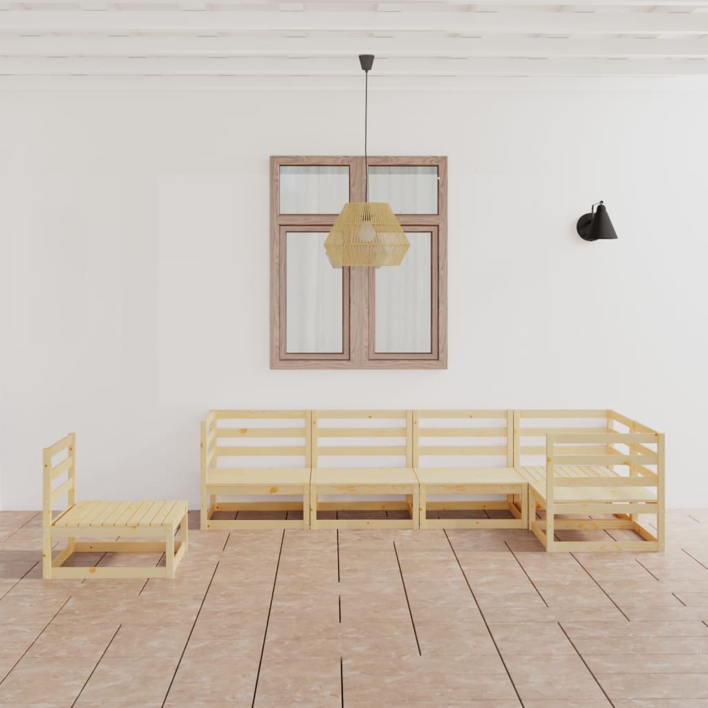 6-tlg. Garten-Lounge-Set Massivholz Kiefer